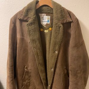 Vintage Pioneer Wear Leather Hide Coat (L)